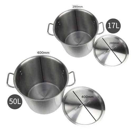 SOGA Stock Pot 17L 50L Top Grade Thick Stainless Steel Stockpot 18/10