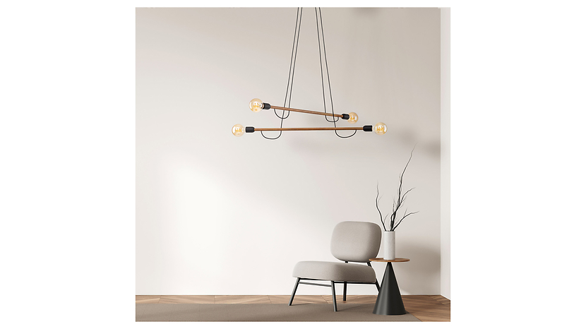 Lampa wisząca Helix Wood 4-punktowa drewniana brązowa