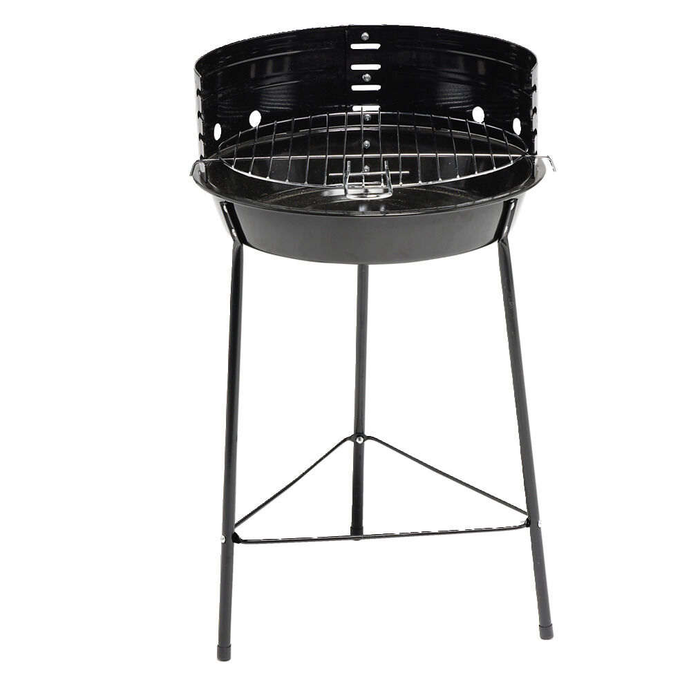Barbecue à charbon rond Miami acier noir 35,5x33,3xH56cm