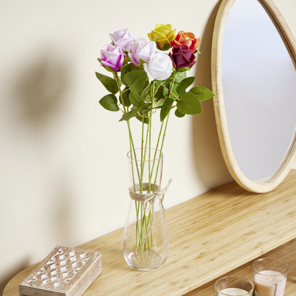 Fleur artificielle rose blanche H51cm