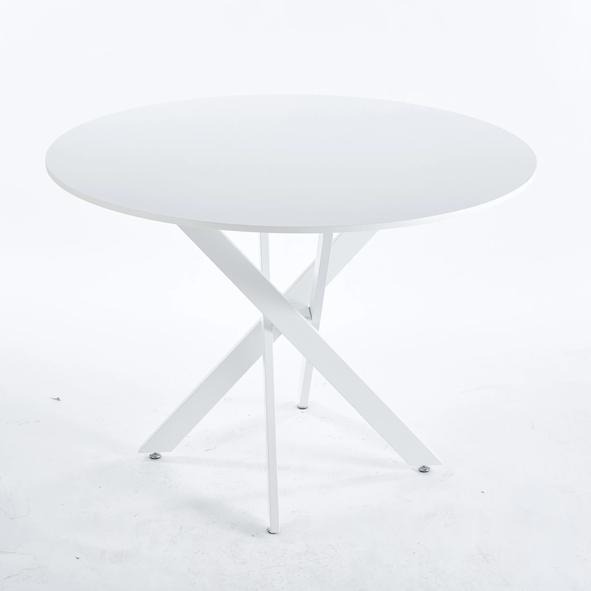 Mid-century Dining Table for 4-6 people With Round Table Top, Pedestal Dining Table, End Table Leisure Coffee Table, cross leg