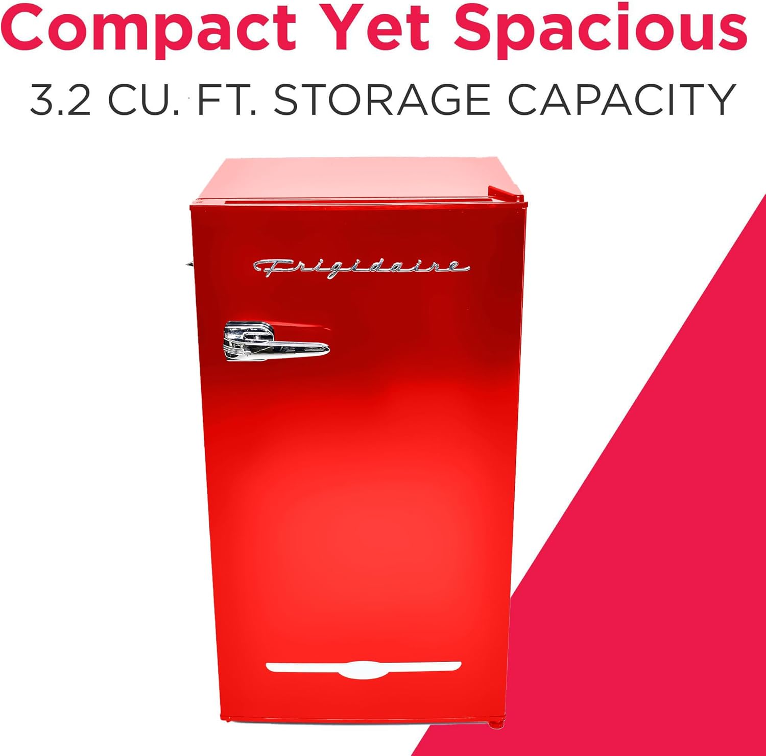 Frigidaire Retro Compact Fridge with Chiller, 3.2 cu ft Countertop Fridge with Built-In Bottle Opener, Compact Refrigerator for Office, Bedroom, Dorm Room or Cabin (Red)