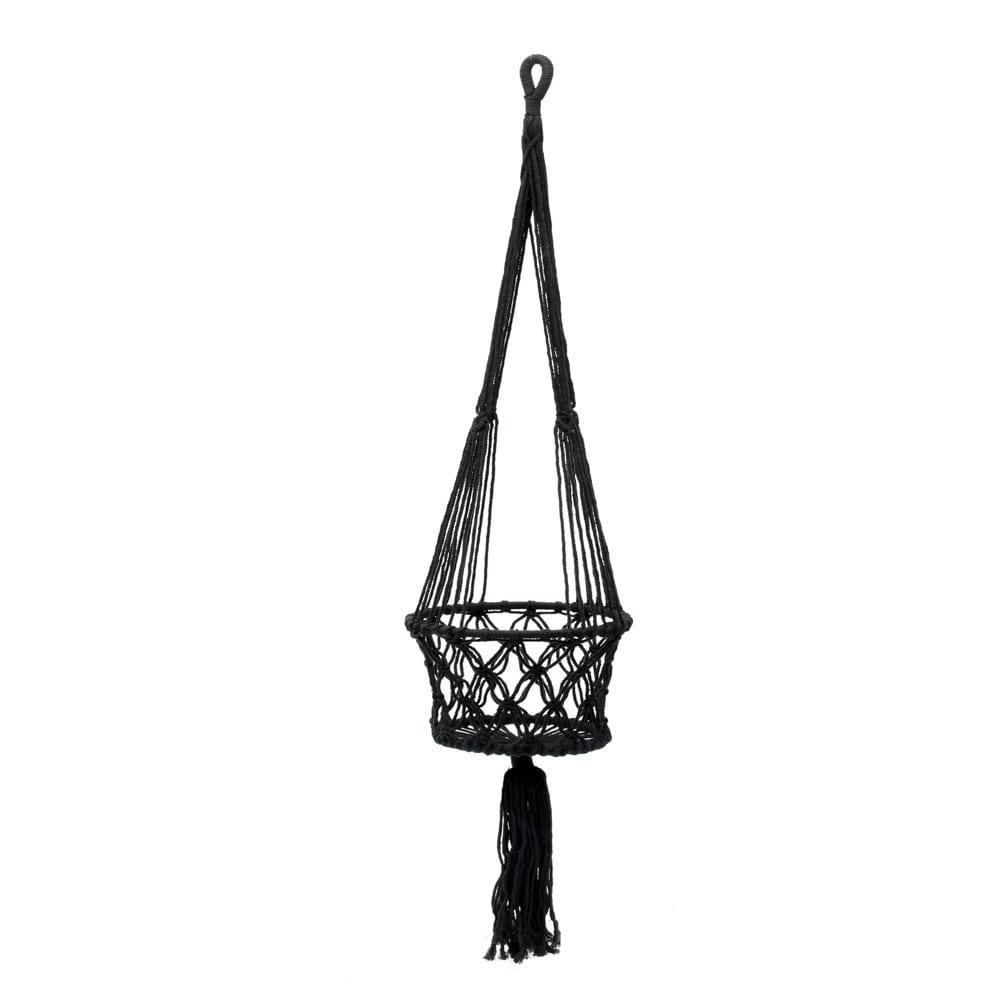 MACRAME - Suspension de plantes en coton noir grande