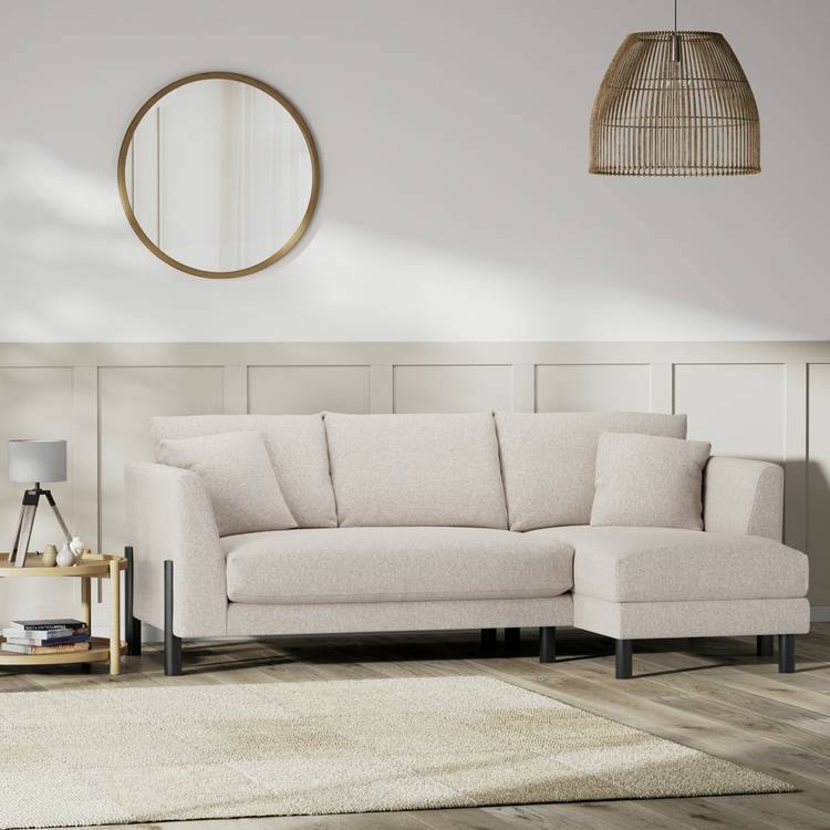 Habitat Aston Right Hand Corner Sofa - Natural - Black Leg