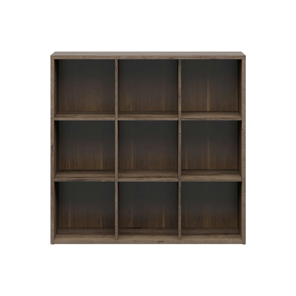 - Bibliothèque 9 cases stratifiés naturel foncé