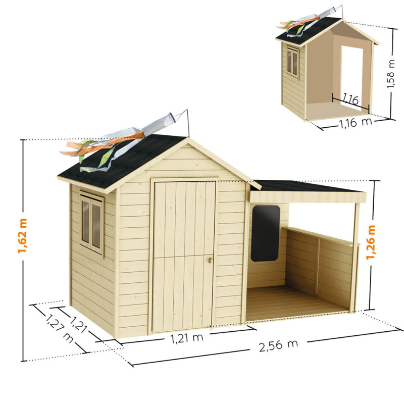 Cabane pour enfant Sarah 2,56 x 1,27 x 1,62 m SOULET