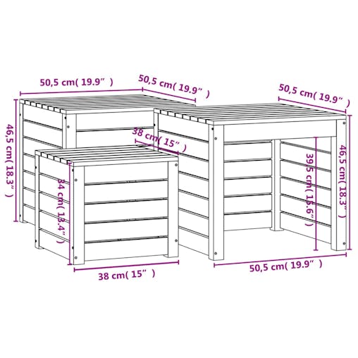 NNEVL 3 Piece Garden Box Set Solid Wood Pine