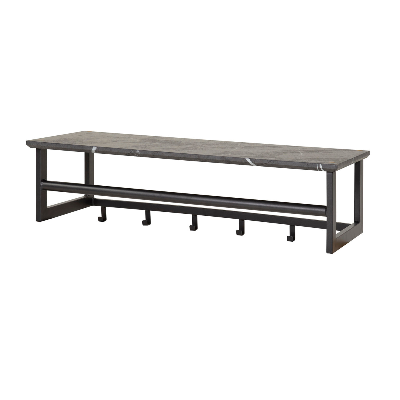 Giga Meubel Kapstok Roede - Zwart Metaal - 6 Haken - 80x30x24cm