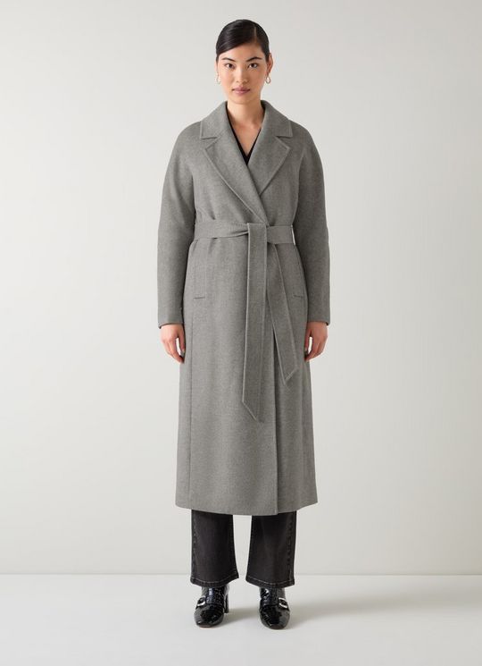 Francine Grey Marl Wool Belt Maxi Coat