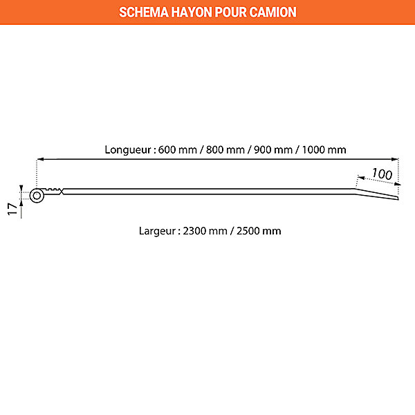 Hayon pour camion - Longueur 900mm/Largeur 2300mm - Charge max 1700kg - Vendue à l'unité - RWB/4
