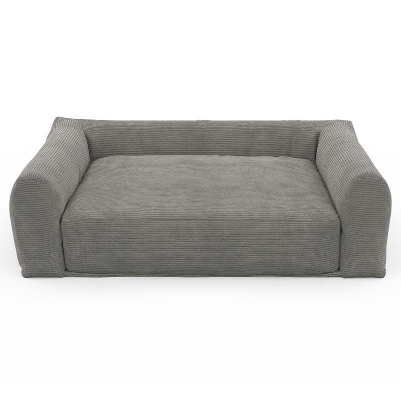 LEONARD - Panier pour chien en tissu velours côtelé gris taille s