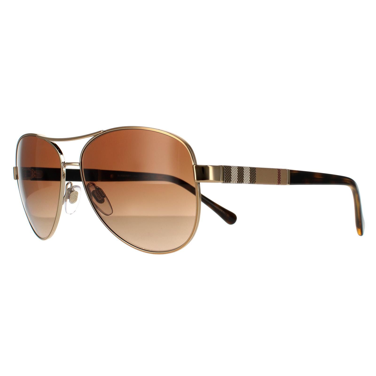 Burberry Aviator Gold Brown Brown Gradient Sunglasses