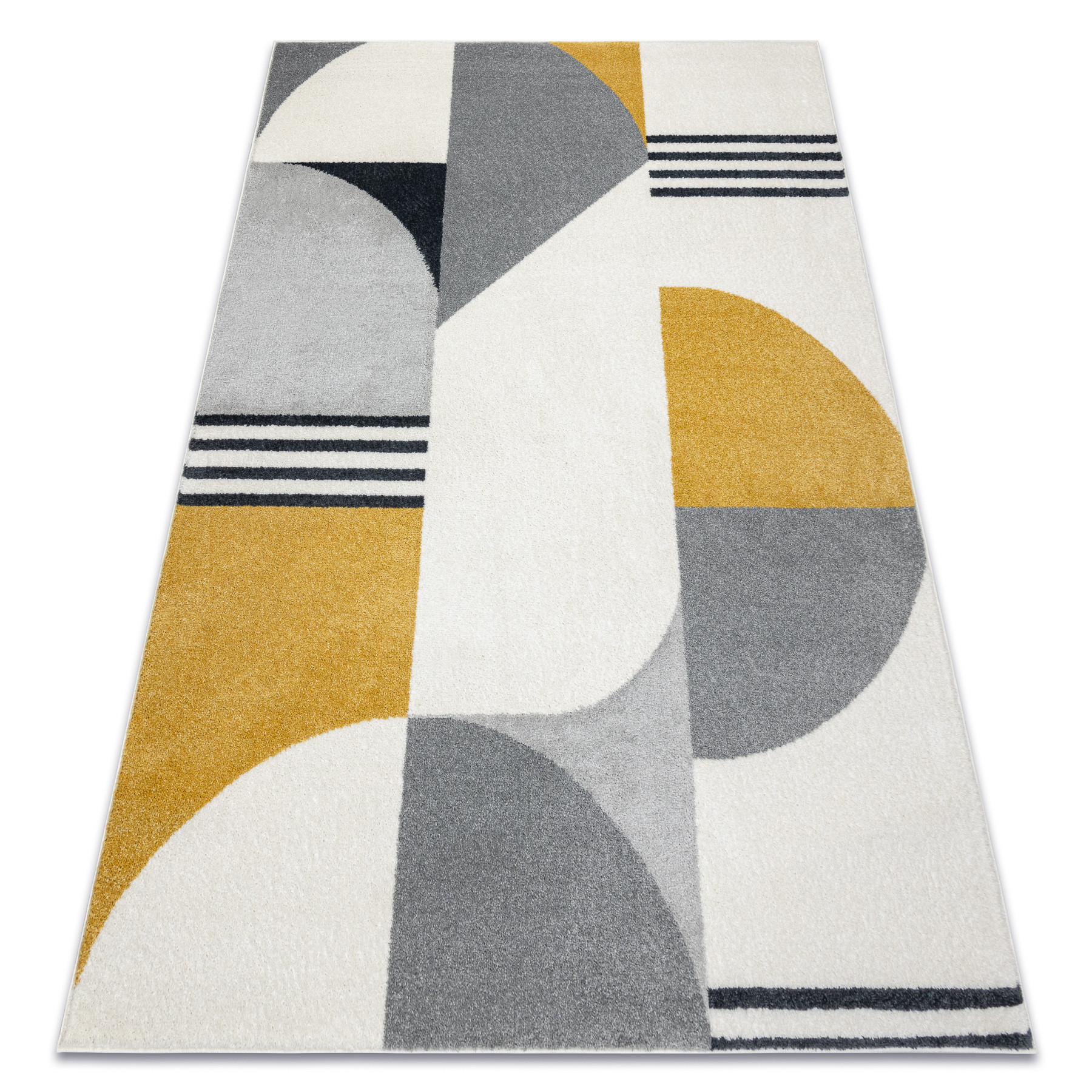 Dywan FUSION 1327 biały / ciemny szary / złoty - 80x150 cm