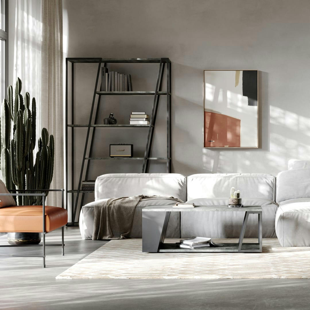 ALBI - Table basse  placage béton et noir