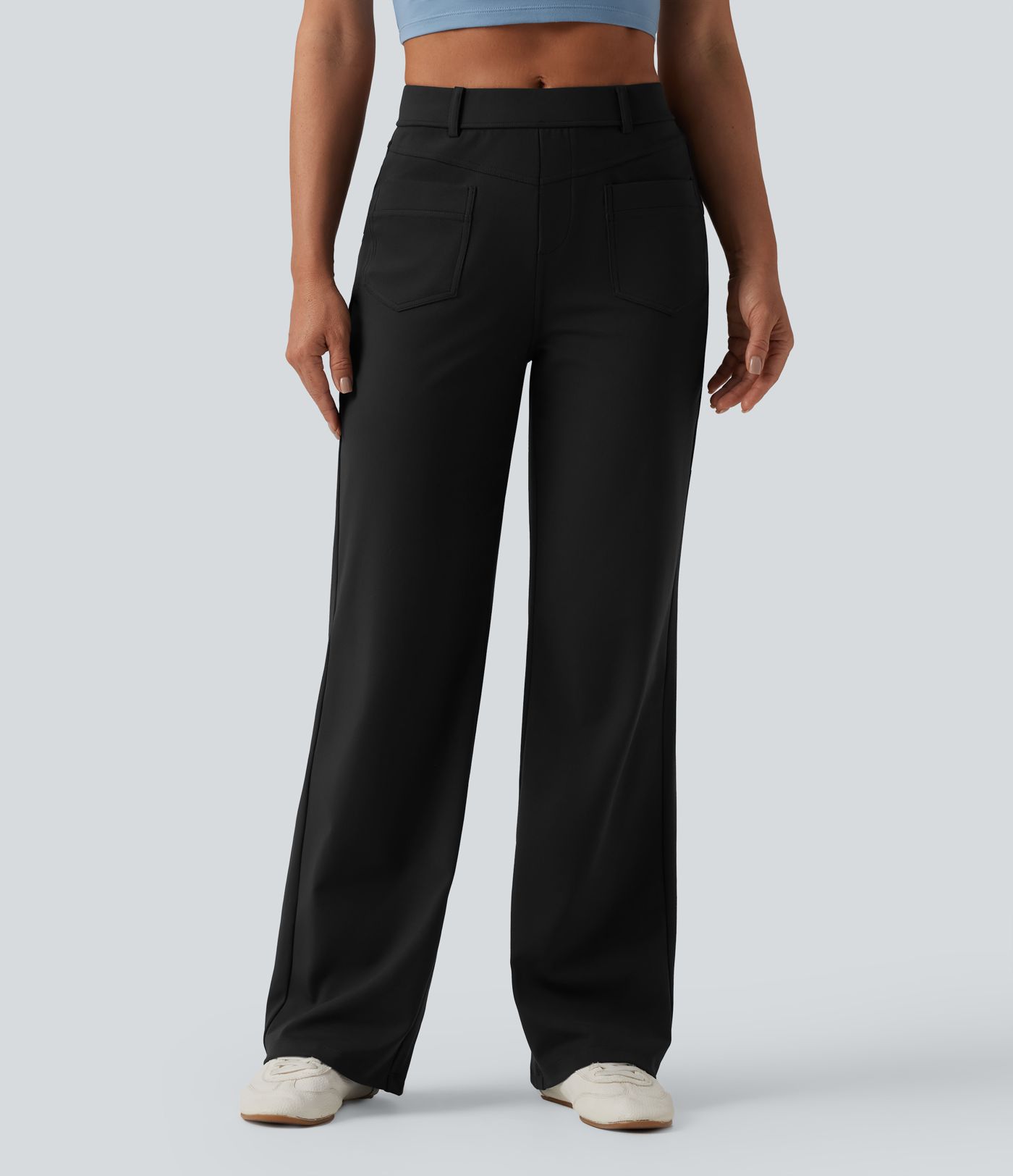 Pantalon décontracté DayStretch taille mi-haute coupe droite avec poches