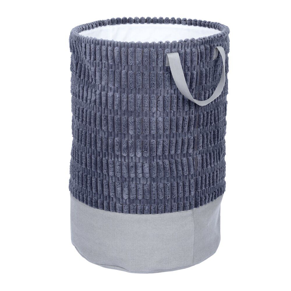 Panier à linge 60L tissu gris Ø38xH55cm