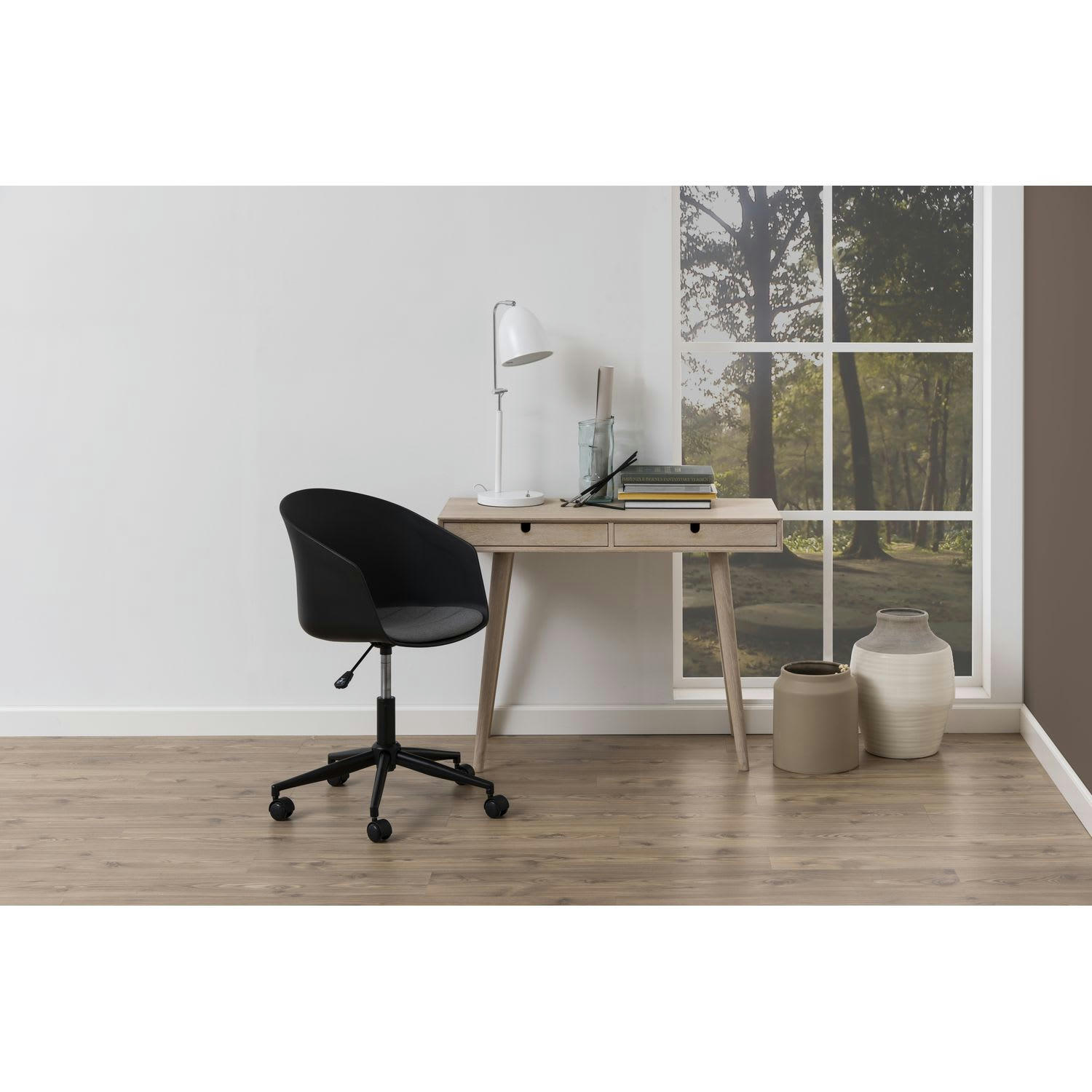 DINER - Bureau diner en panneau de particules avec 2 tiroirs beige