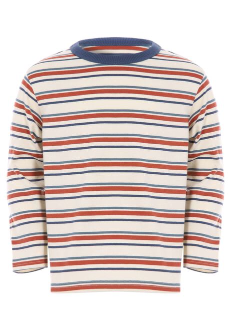 Younger Boys Rust Stripe Long Sleeve T-Shirt