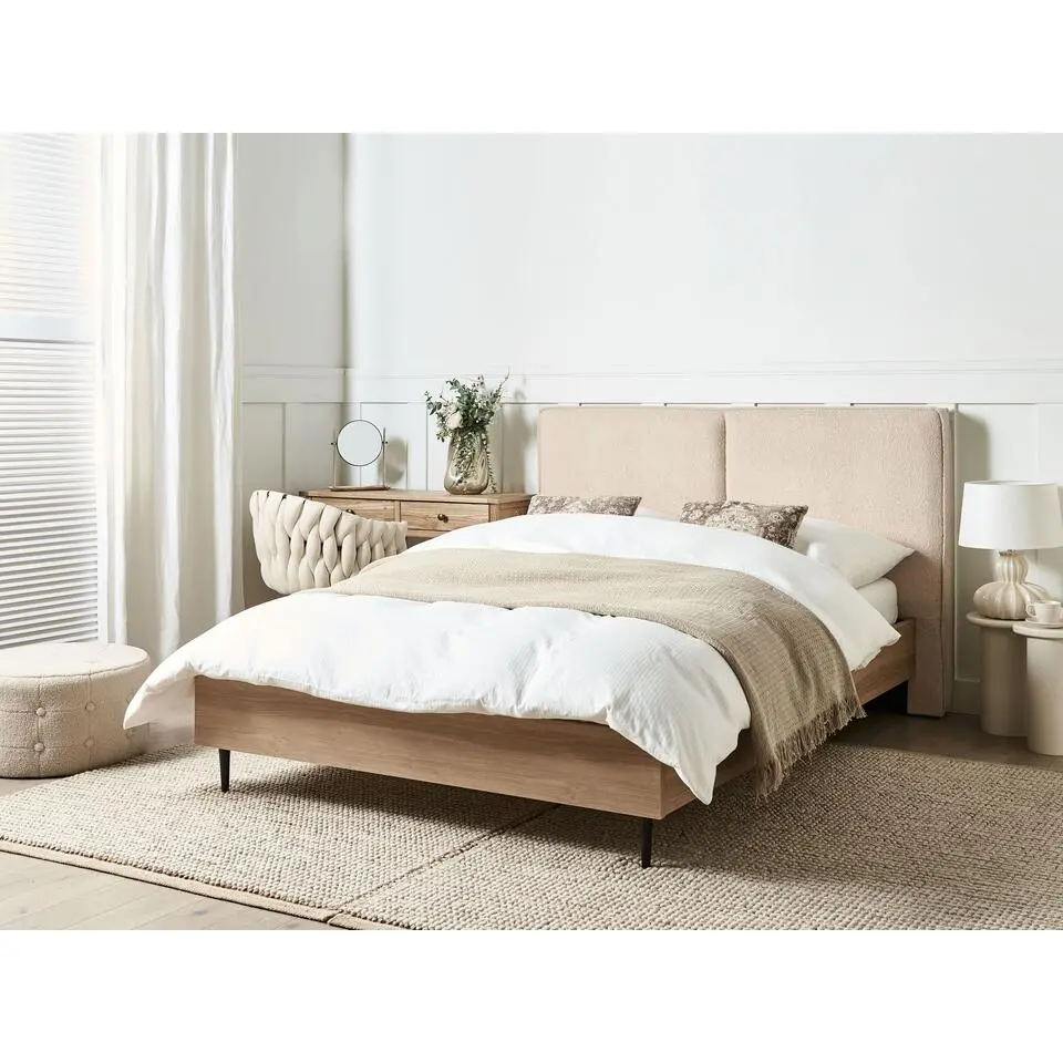 IZERNORE - Bed - Beige - 140 x 200 cm - Boucl&eacute;