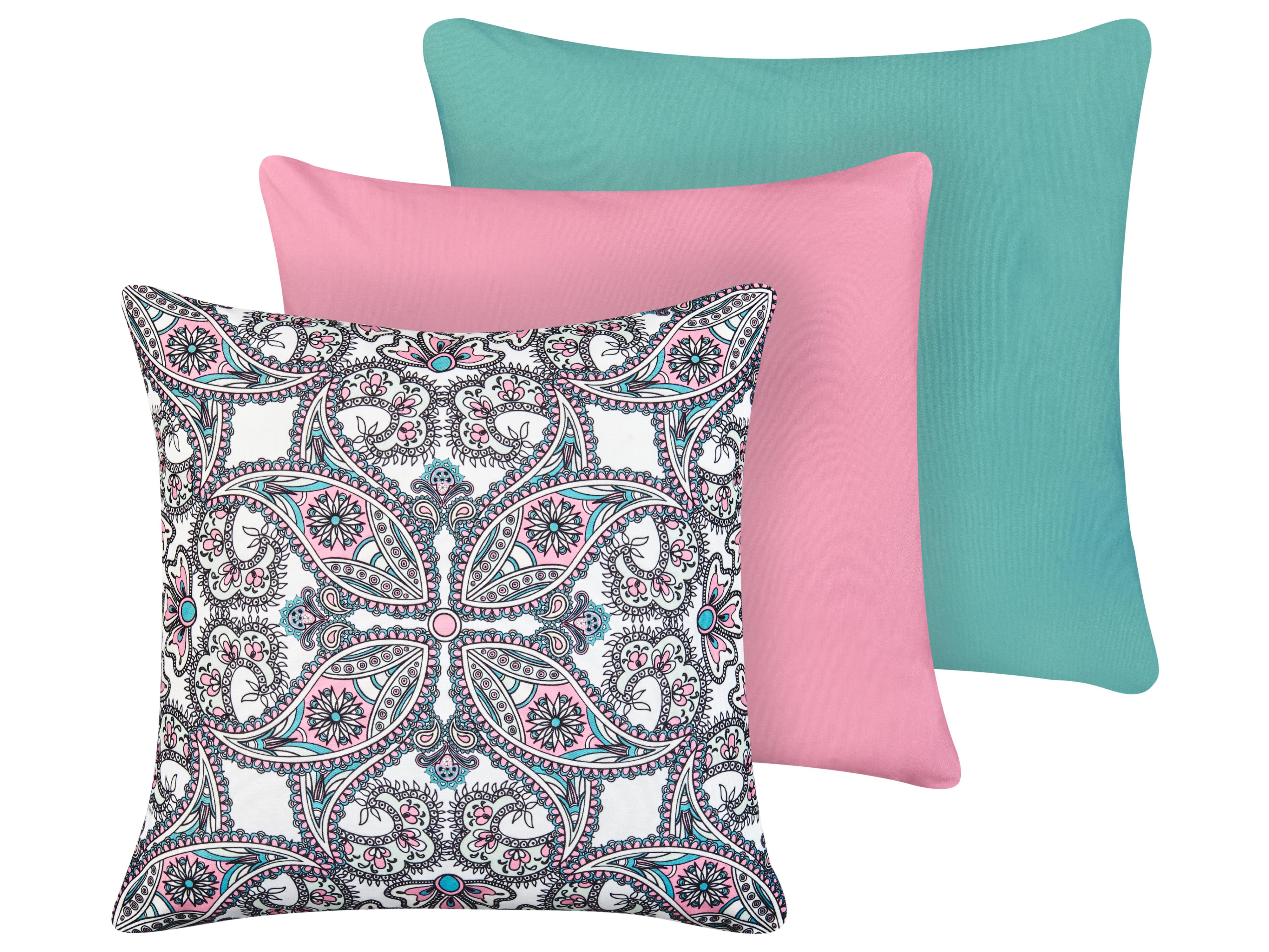 Set of 3 Outdoor Cushions TIDE Solid Oriental Pattern 45 x 45 cm Multicolour