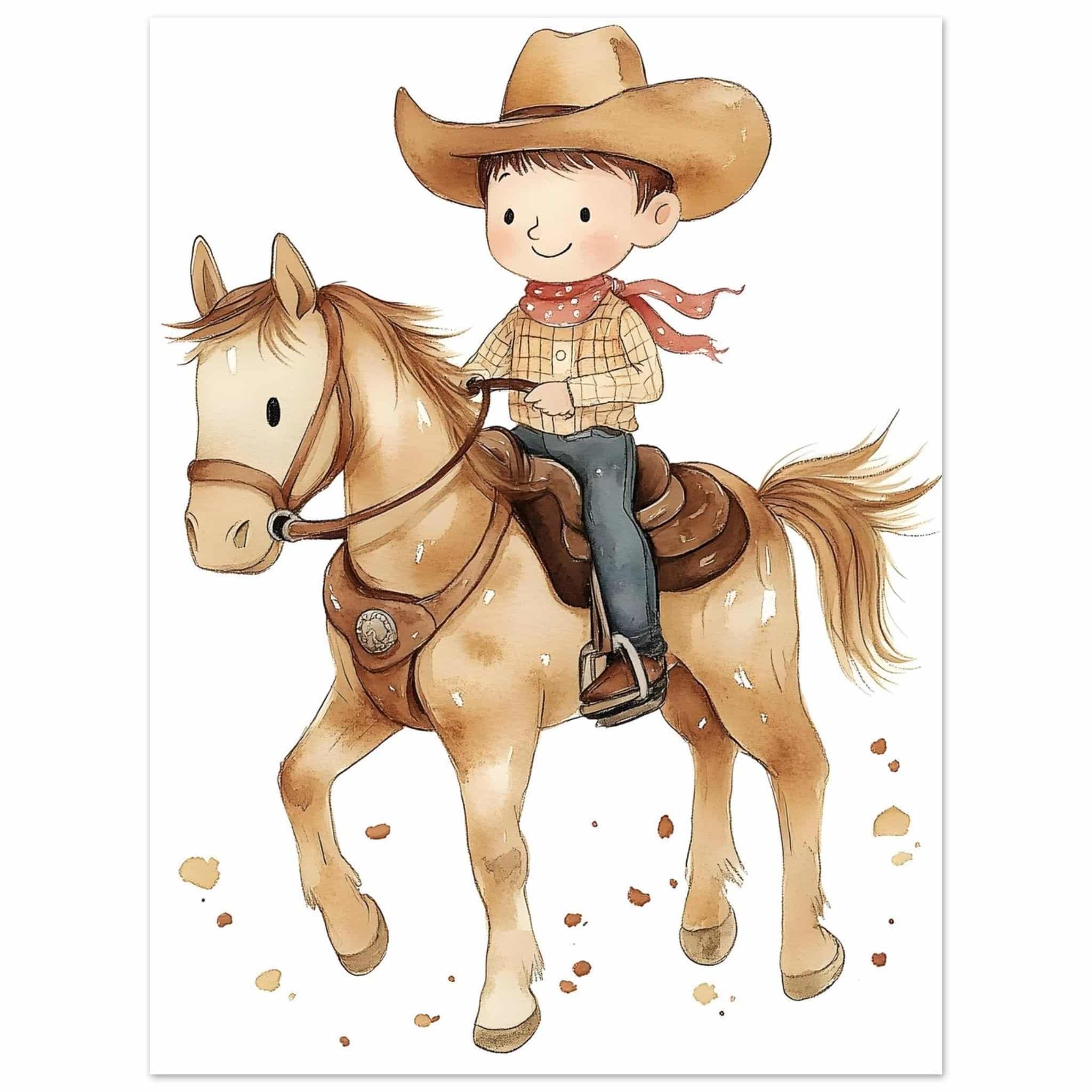 Artfulprints Poster Stoere cowboy  - 30x40 cm - Bruin