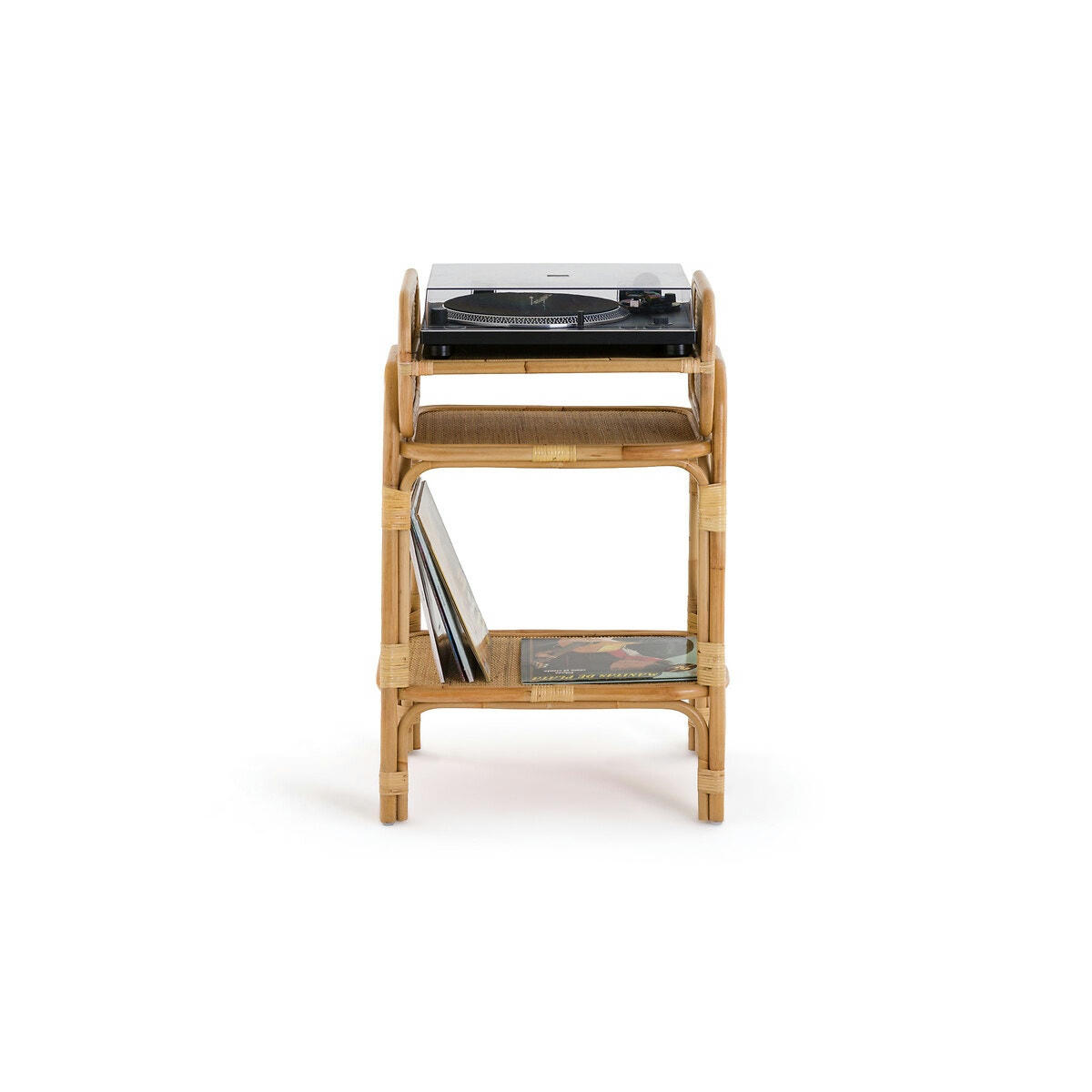 Petit meuble vinyles canne de rotin, Malu