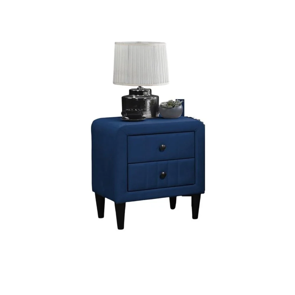Velvet Gorgeous 1pc Nightstand Bedside Table 2x Drawers Bedroom Furniture Sleek Design Tempered Legs