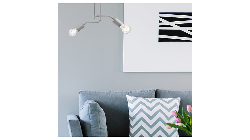 Lampa sufitowa Charlie 2-punktowa stalowa szara