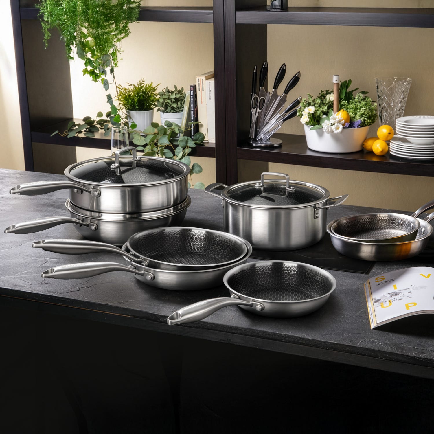 Batteria pentole 11 pezzi Versatile Tri - Ply acciaio