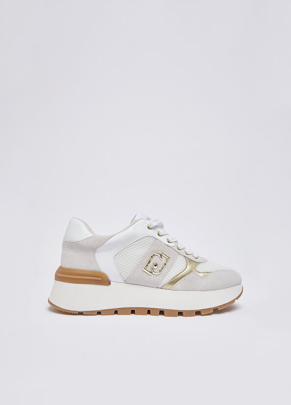 Sneakers platform in suede e mesh