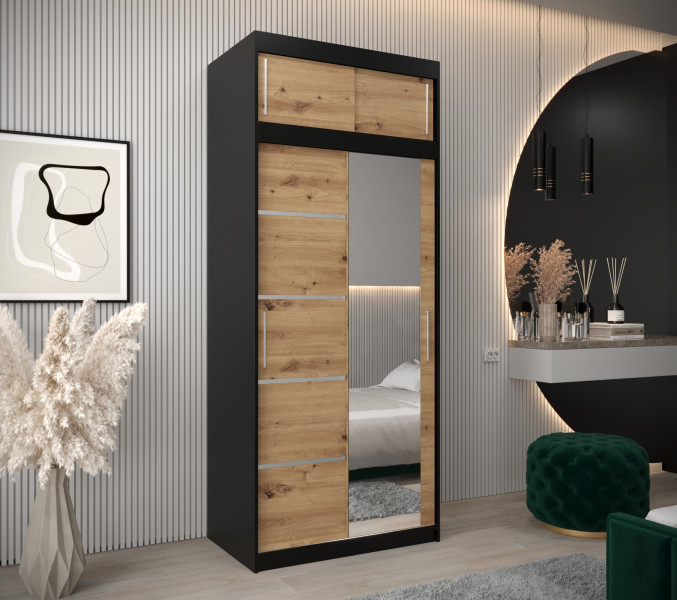 Szafa przesuwna Verona 2 100 czarny   artisan z nadstawką