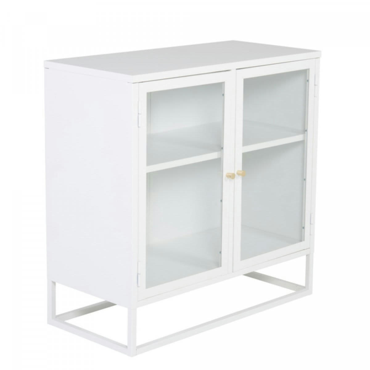 RIRI - Buffet bas avec portes vitrées en métal blanc