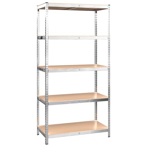 NNEVL 5-Layer Shelves 4 pcs Silver Steel and Engineered Wood