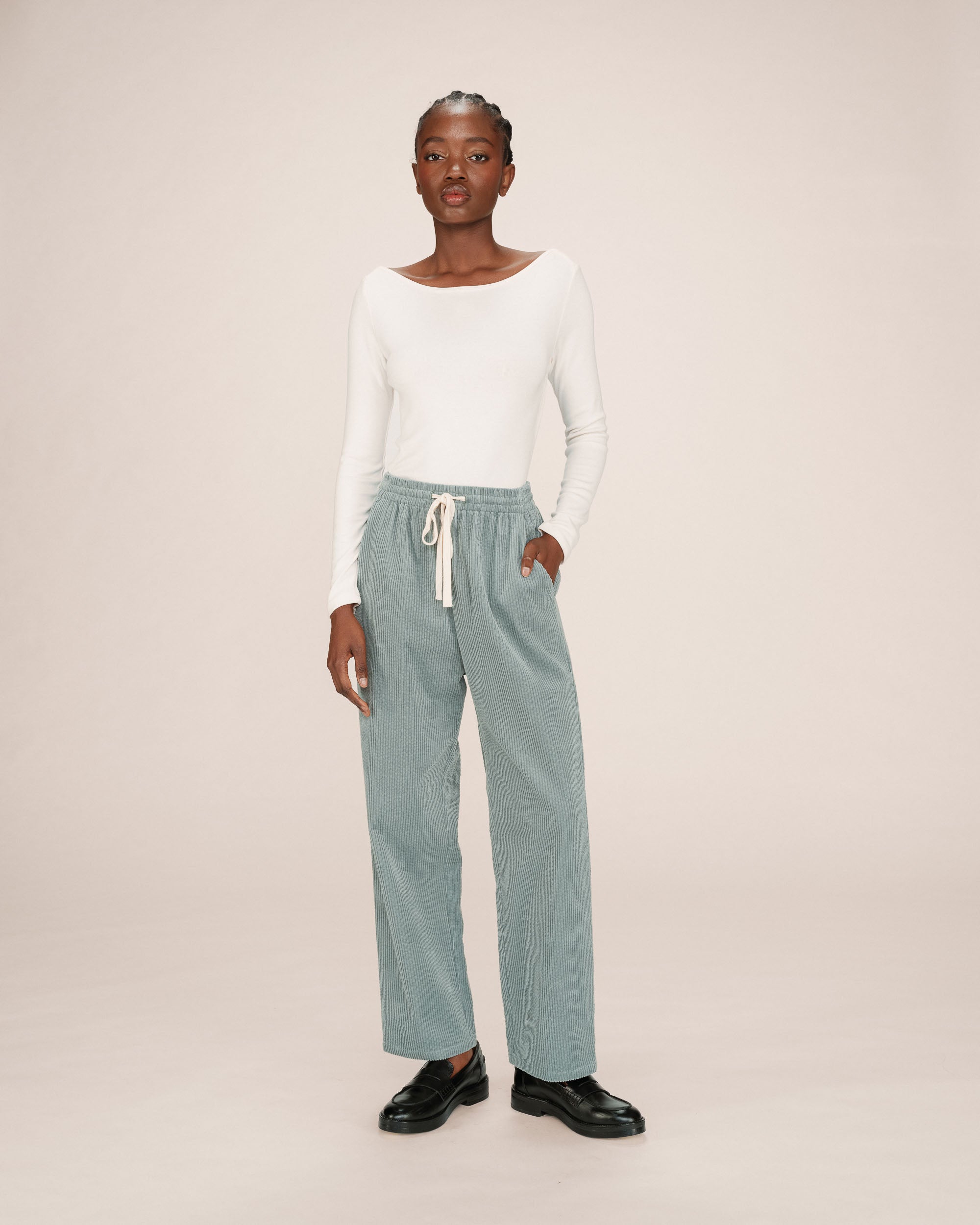 Pantalon large velours sauge Liberty