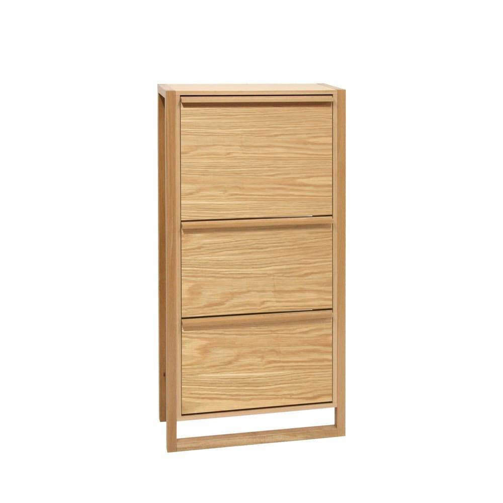 NEWEST - Meuble à chaussures 3 compartiments en bois H138cm bois clair