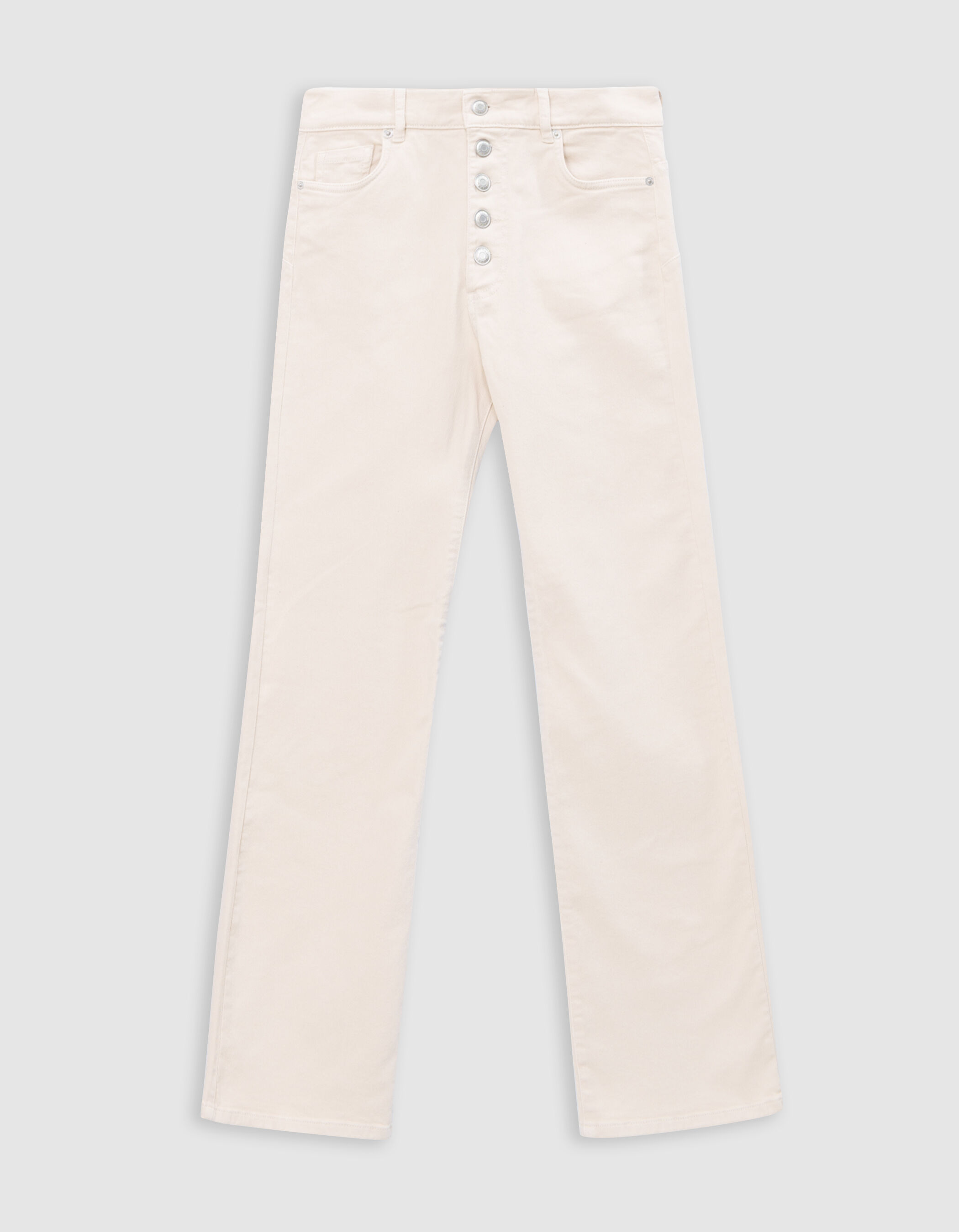 Jean flare beige Waterless boutons apparents Femme