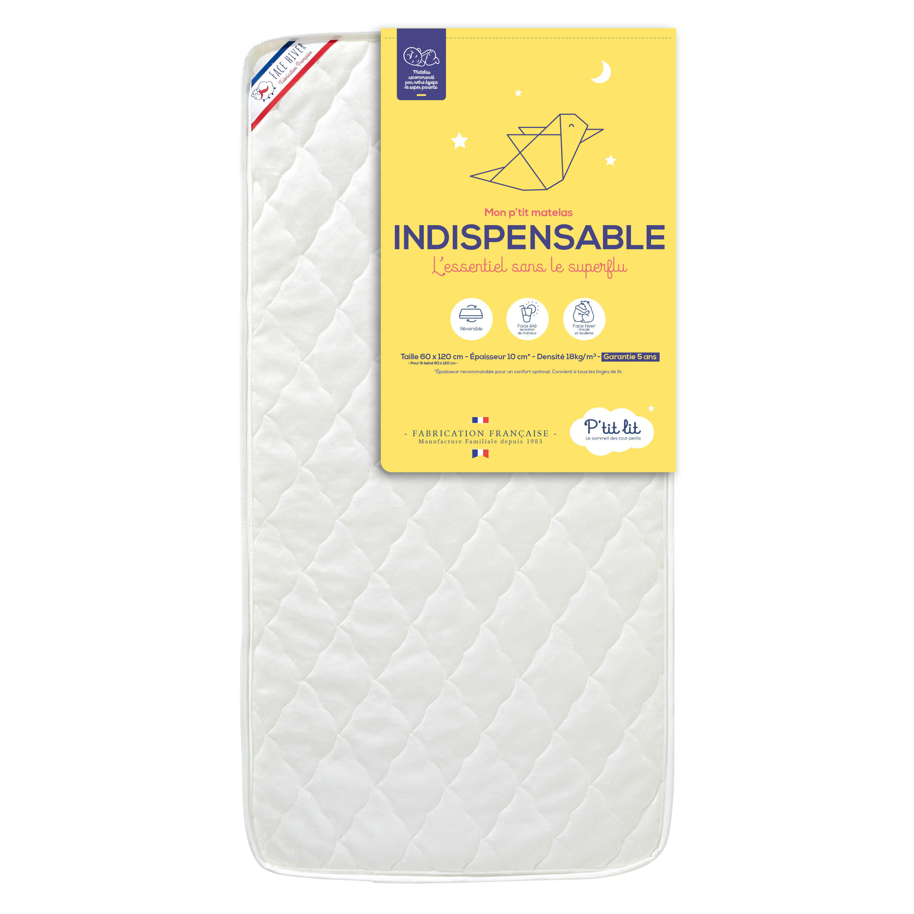 INDISPENSABLE - Matelas bébé réversible 60x120