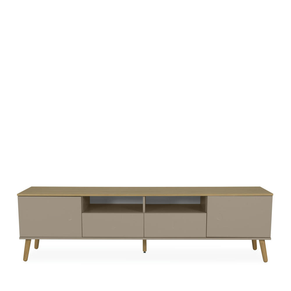 DOT - Meuble TV en bois 2 portes 2 tiroirs L192cm taupe