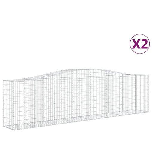 NNEVL Arched Gabion Baskets 2 pcs 400x50x100/120 cm Galvanised Iron