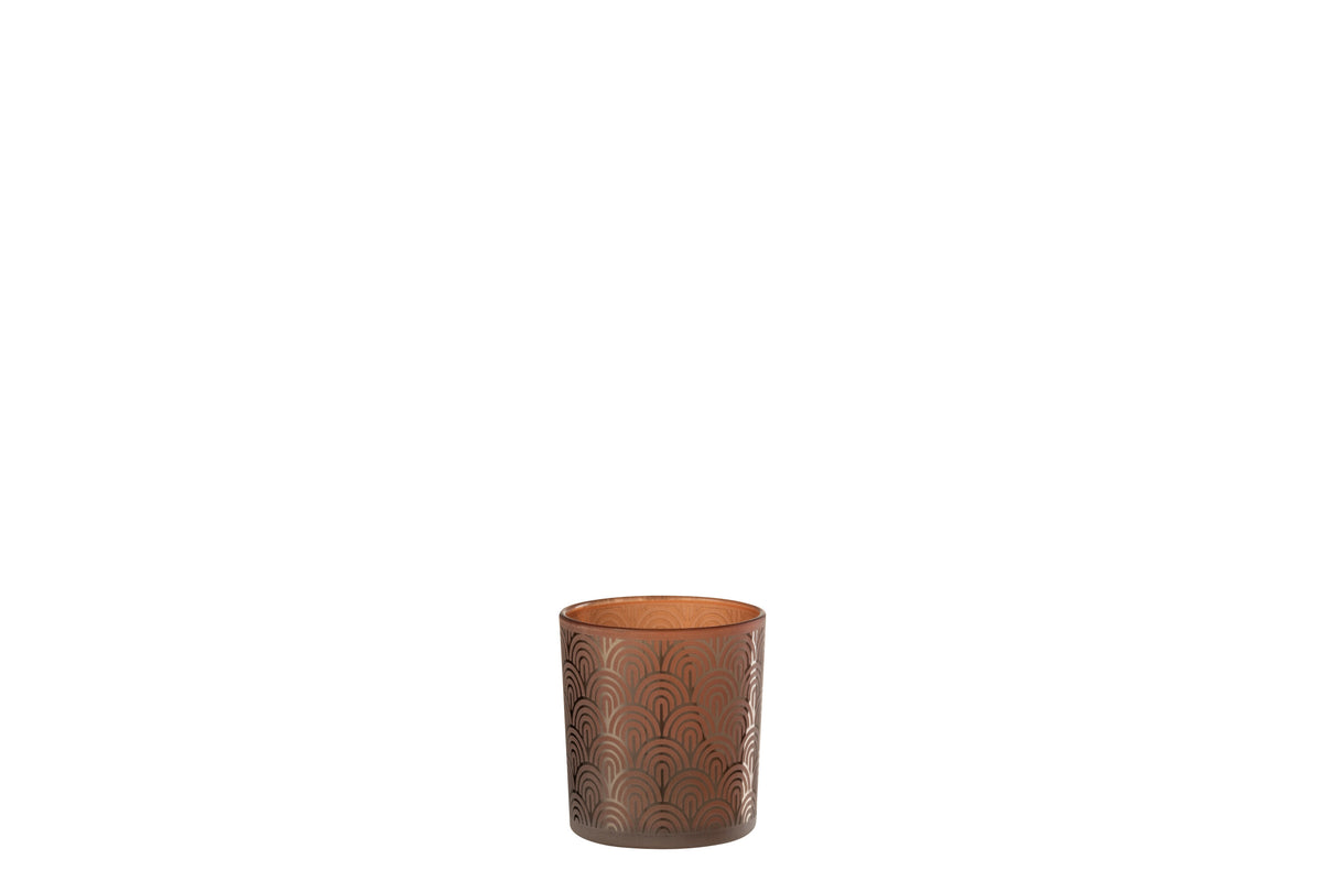 J-Line windlicht Boog - glas - oranje - small - 4 stuks