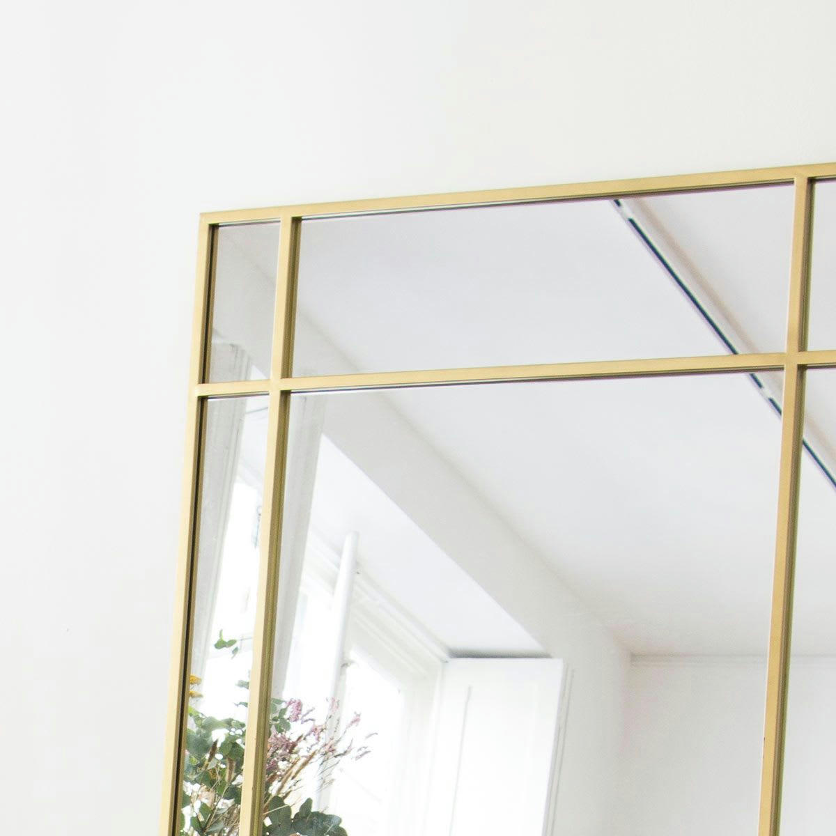 WALLIS - Miroir Art Déco rectangulaire en métal doré 130 x 90 cm