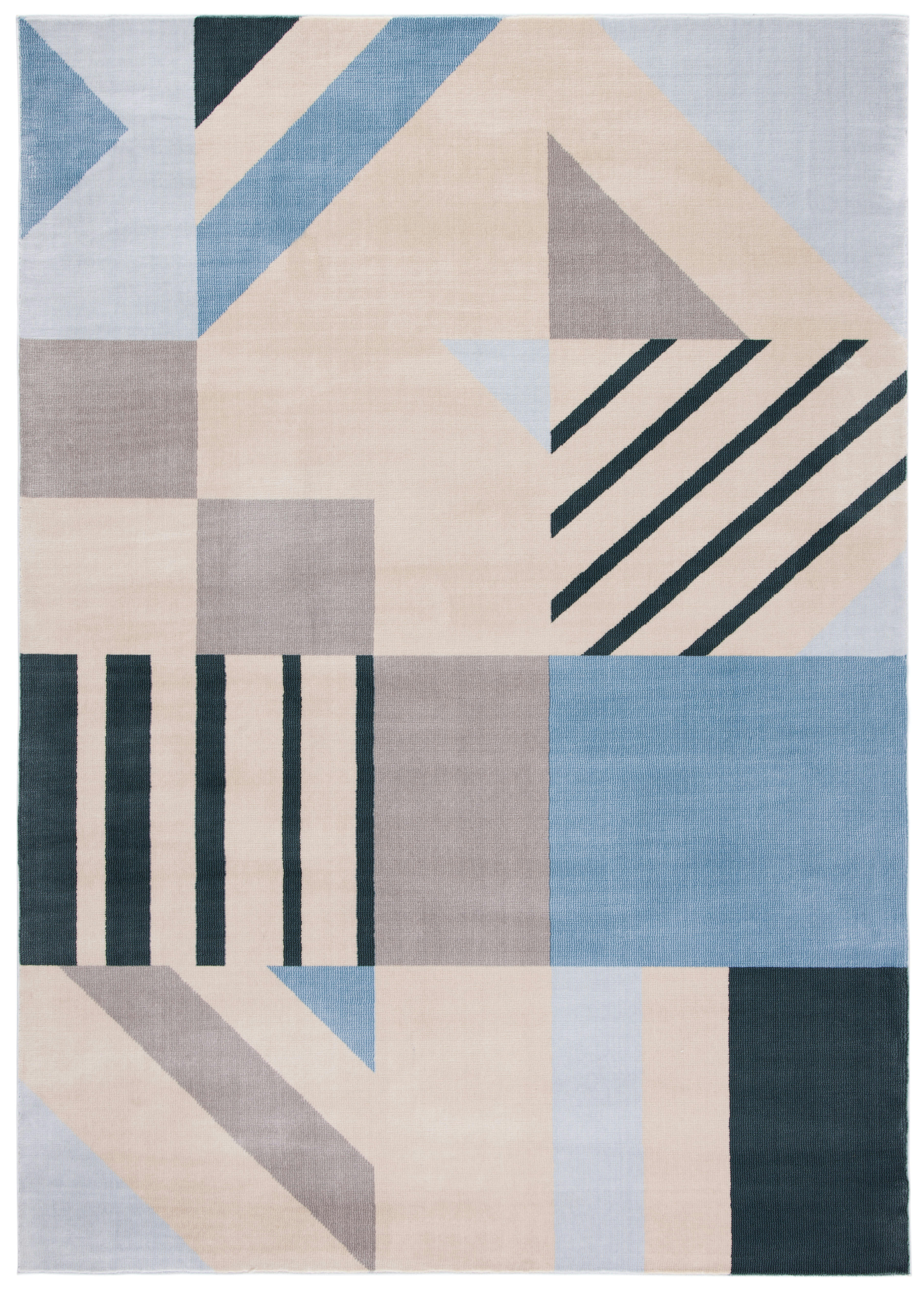 ORWELL - Tapis de salon interieur en beige & bleu, 160 x 231 cm