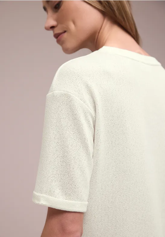 T-Shirt mit Rundhals im Strick-Look