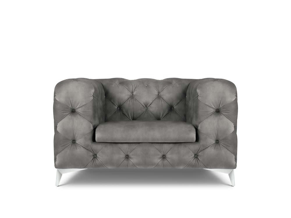 VIOLANE - Fauteuil en velours gris