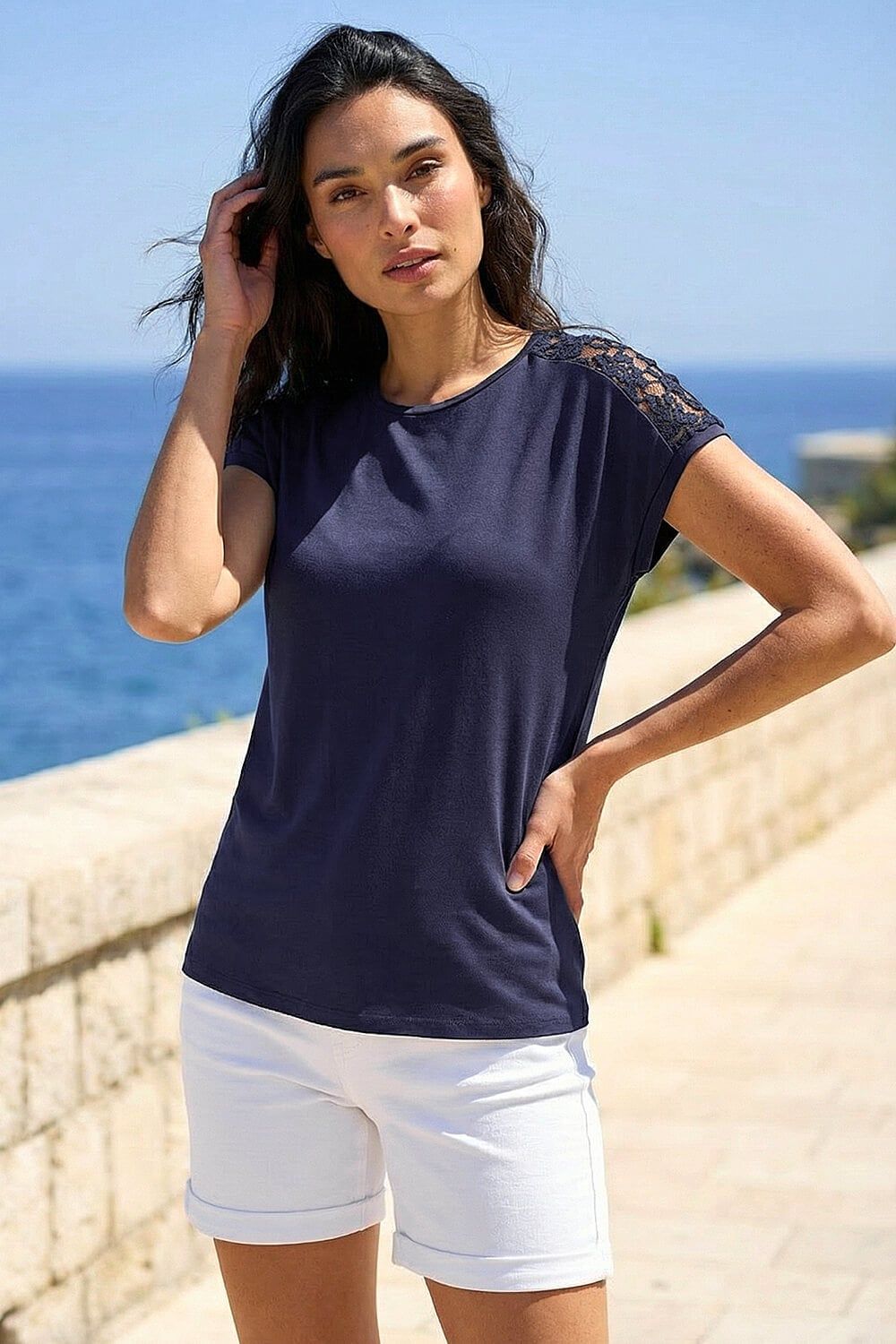 Roman Lace Panel Detail T-Shirt