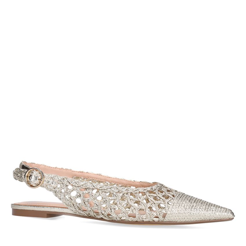 Manfield Gouden gevlochten slingbacks