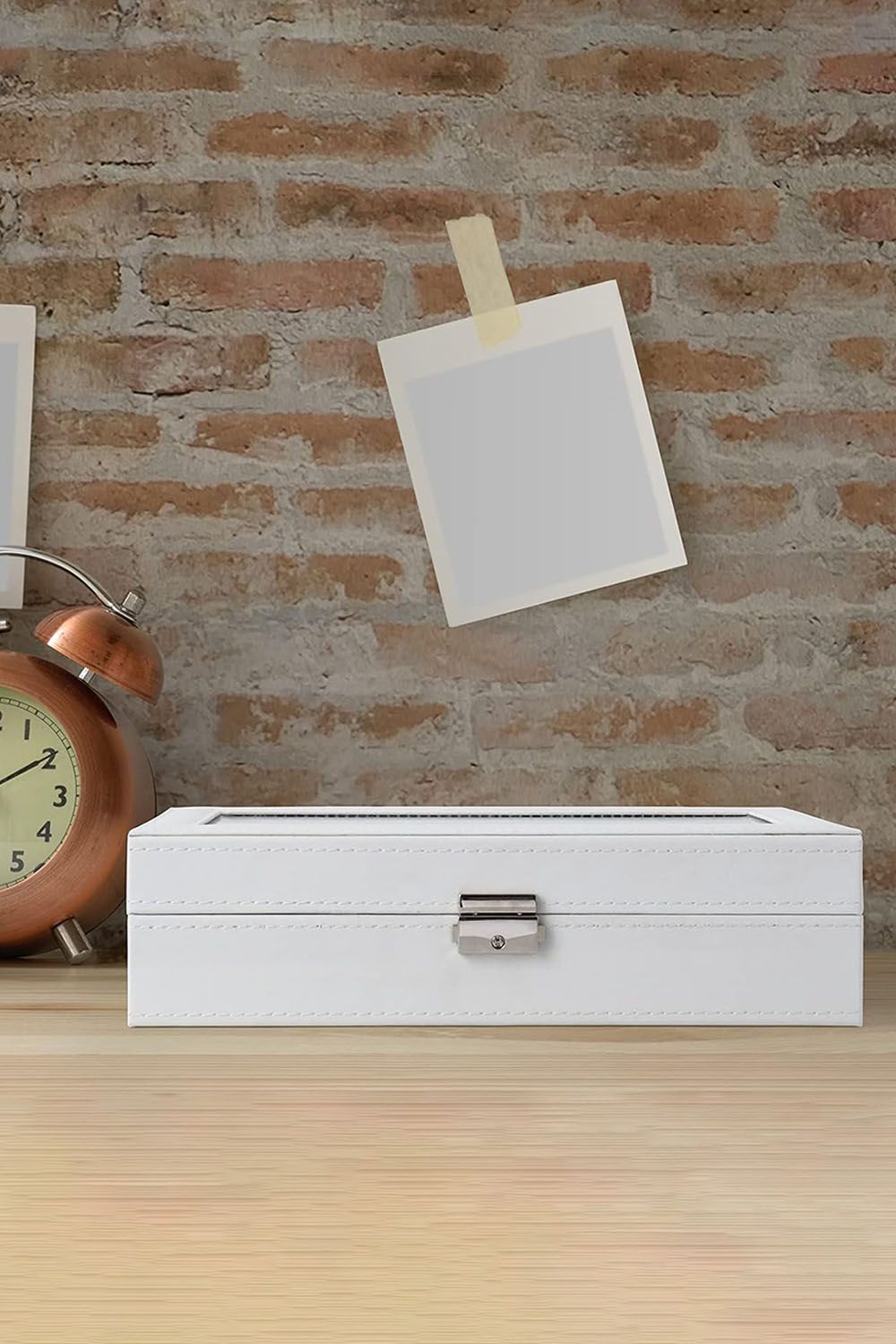 SHEONLY 12-Slot White Synthetic Leather Watch Display Box