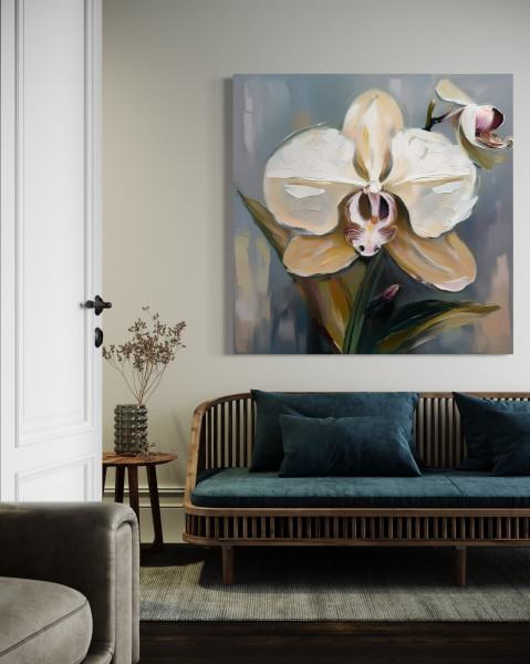 Feeby Obraz na płótnie, Malowany Kwiat Orchidei 30x30