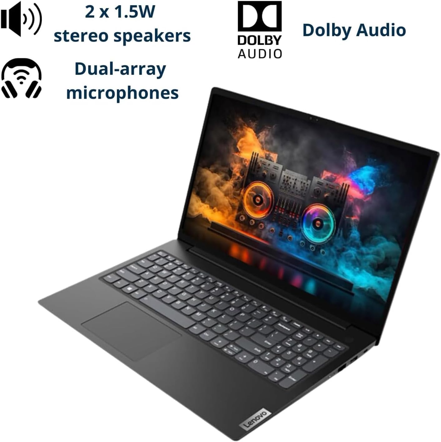 Lenovo V15 Laptop  15.6 FHD Display  AMD Ryzen 5 5500U Hexa-core Processor (Beat Intel i7-1065G7)  16GB RAM  512GB SSD  HDMI  RJ45  Numeric Keypad  Wi-Fi  Windows 11 Pro  Black