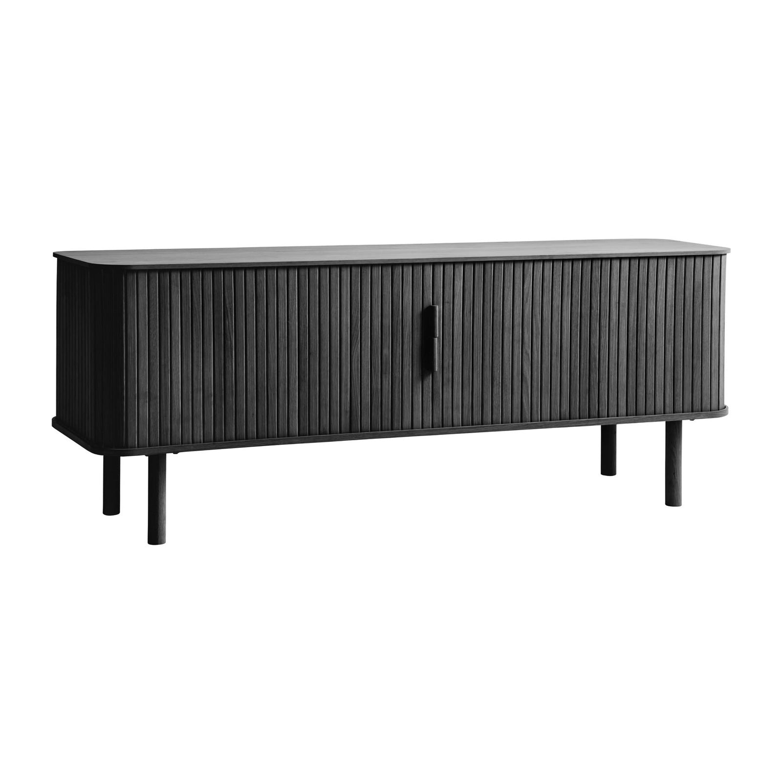 by fonQ Splinted Tv-meubel - Zwart Eiken